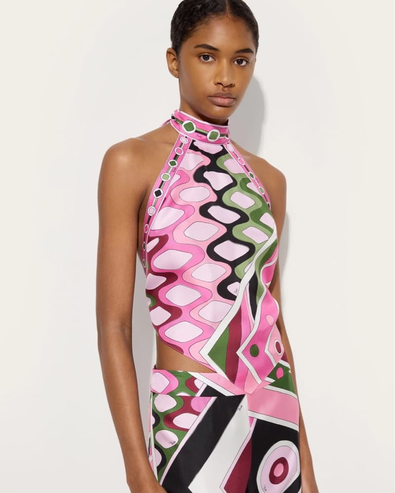 Pucci Halter Top - Pink/Green - Image 2