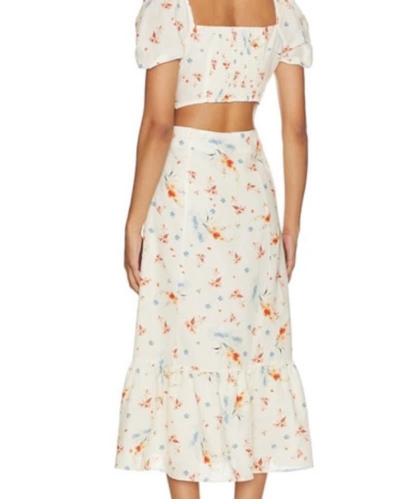 Paige Floral Midi Dress w/ Puff Sleeves - Image 2