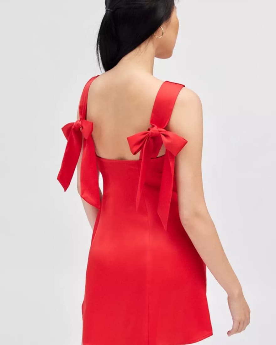 Red Bow-Back Dress - Image 2