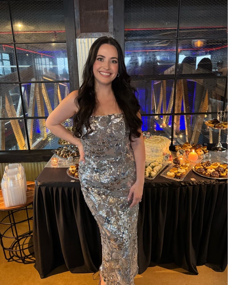 Strapless Sequin Mesh Midi Dress - Image 5