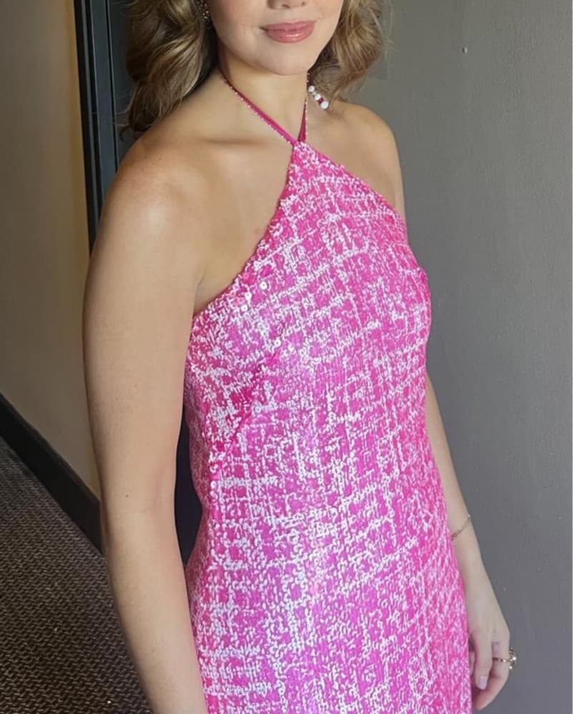 Fuchsia Sequin Halter / Serata dress - Image 3