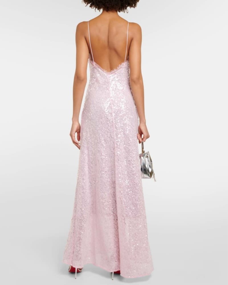Staud Kezia Pink Sequin Lace Gown - Image 2
