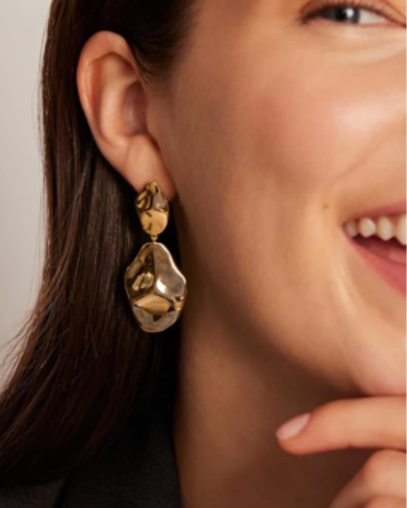 Gold Teardrop Statement earrings  - Image 1