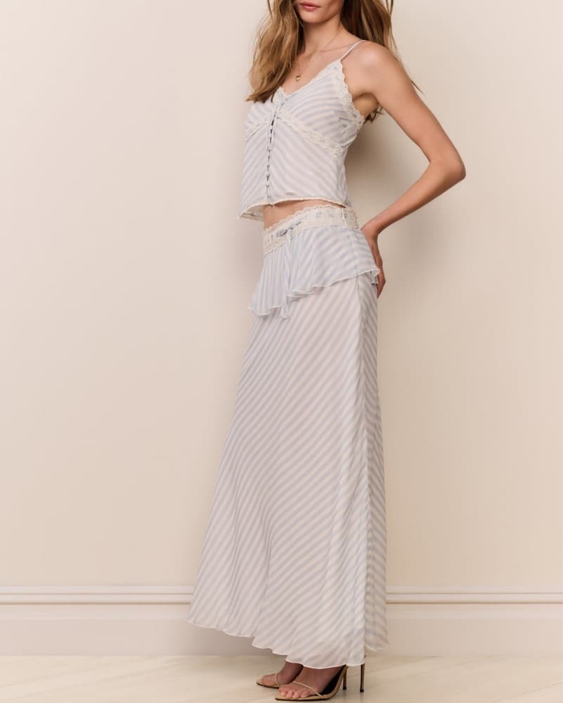 LoveShackFancy Blue Striped Skirt  - Image 2
