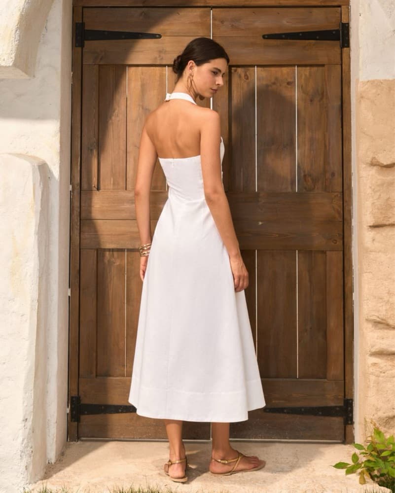 White Halter Midi Dress - Image 4