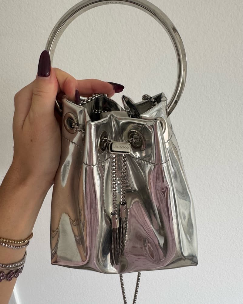Jimmy Choo Silver Bon Bon Bracelet Bag - Image 5