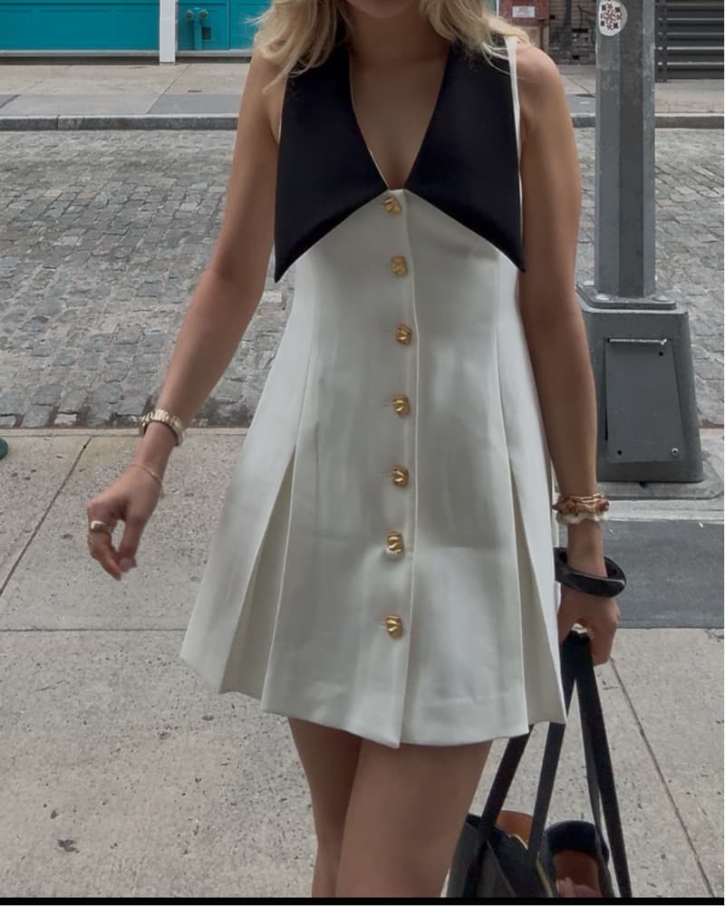 Ivory & Black Mini Dress - Image 3