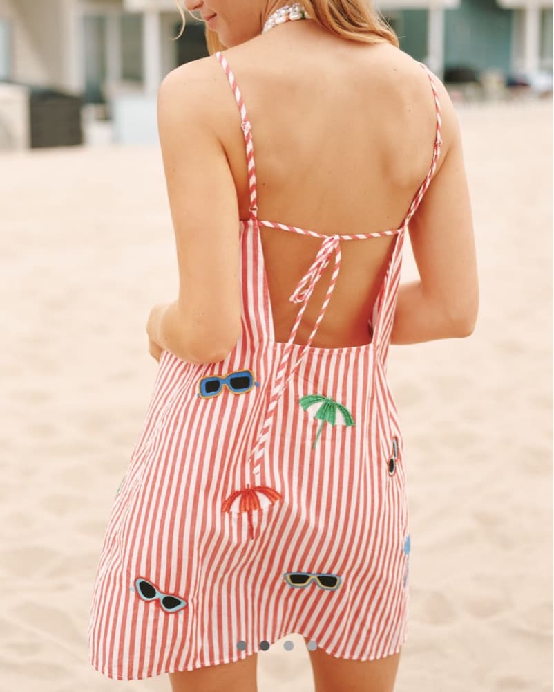 Celandine Embroidered Stroped Mini Dress - Image 2