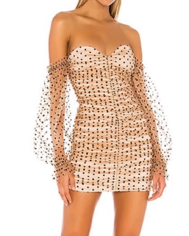 Majorelle Polka Dot Tan Dress  - Image 3