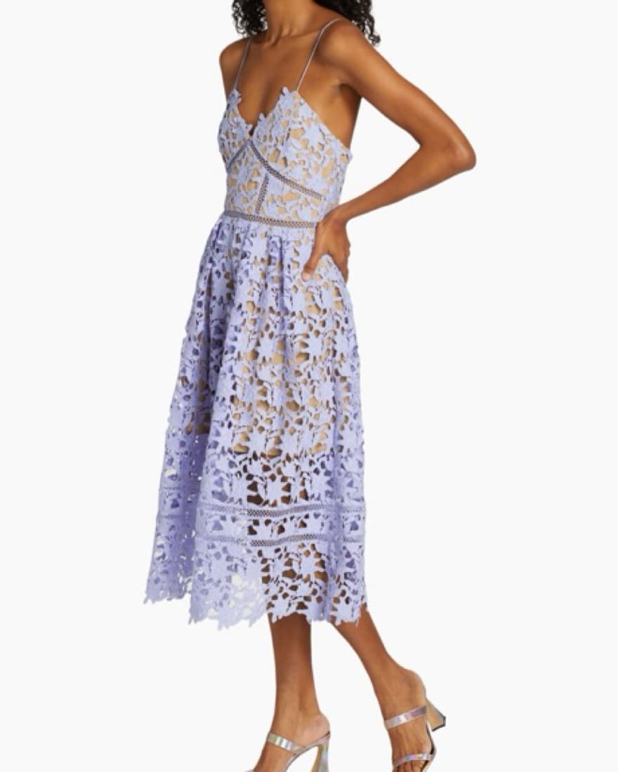Self Portrait Azalea Midi Dress Blue - Image 4