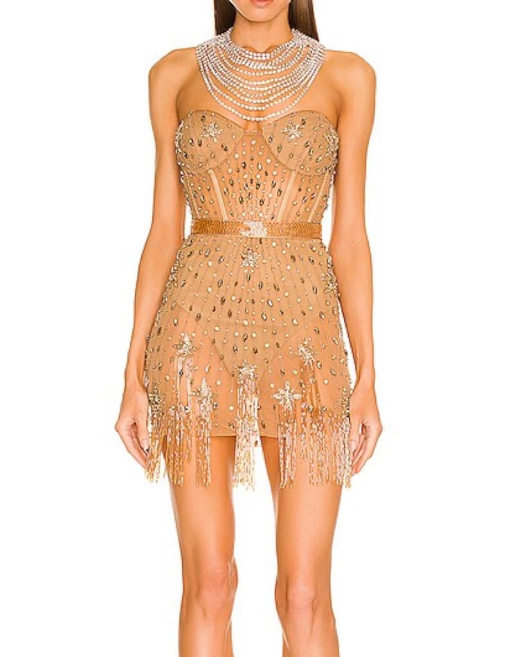 Dundas - Gold Mini Dress - Image 1
