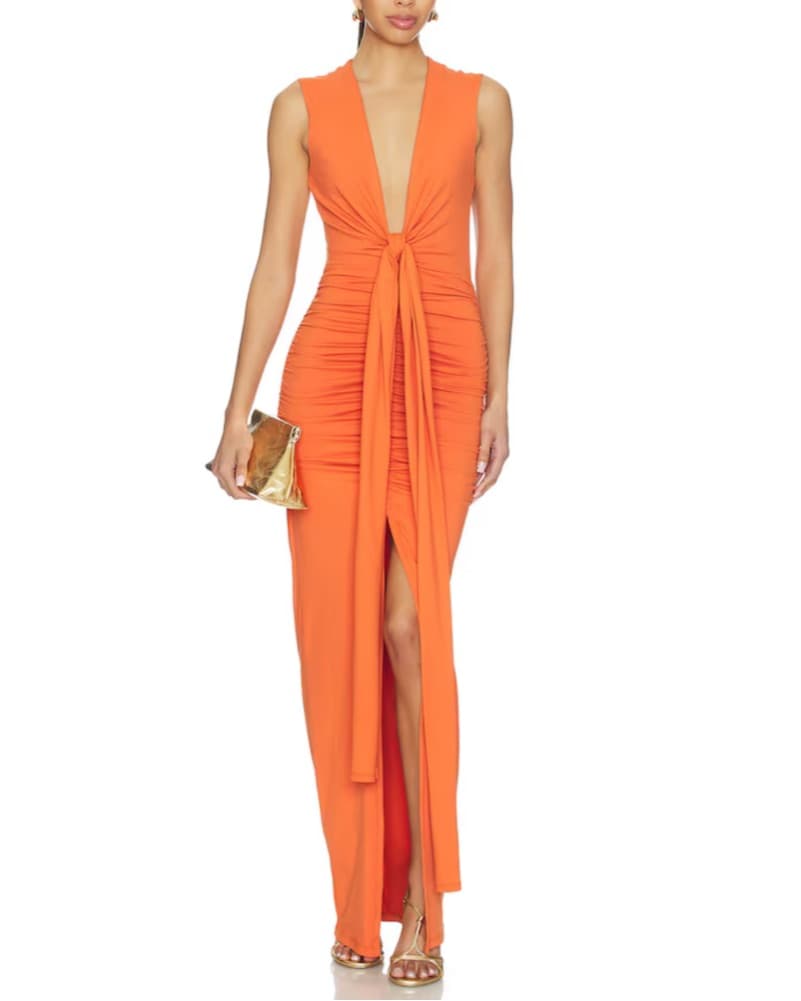 Susana Monaco Orange Tie Front Maxi - Image 1