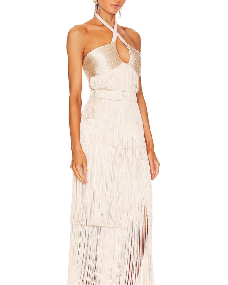 Simkhai Baldwin Fringe Halter Dress - Image 6