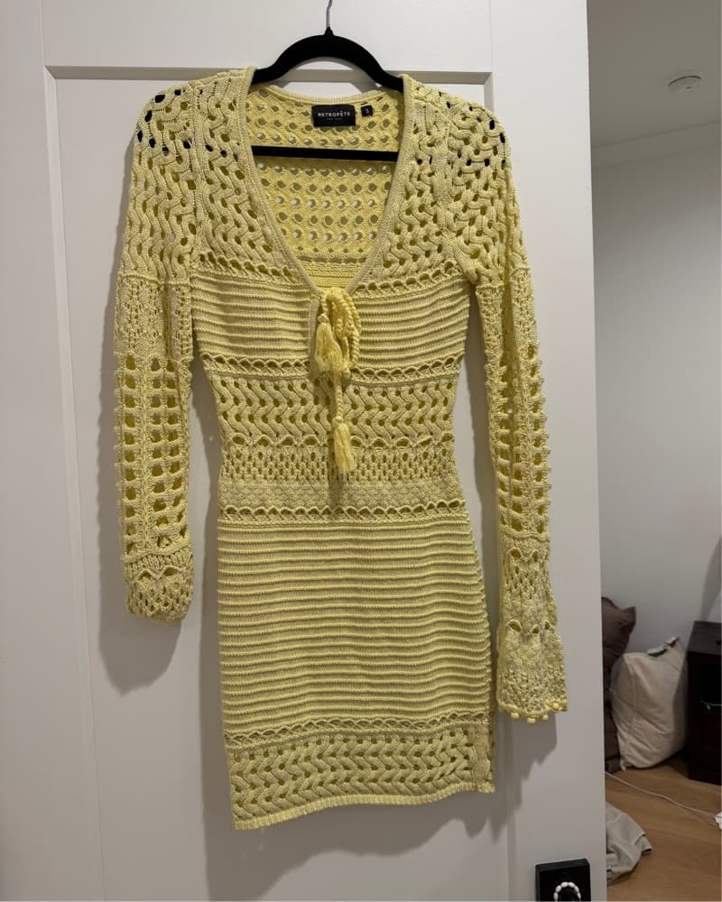 Peony Open Crochet Knit Dress - Image 3