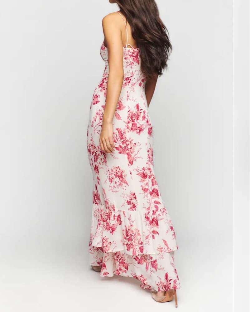 Reformation Pink White Fallon Dress - Image 4