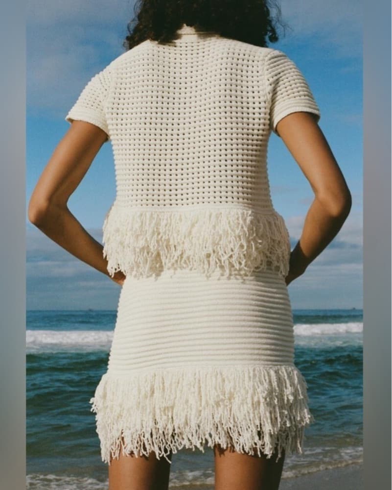 Zara Knit Cream Fringe Set  - Image 2