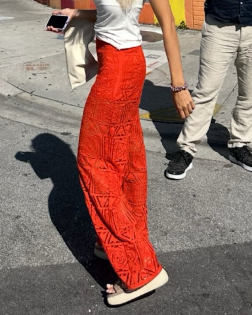 Cult Gaia Sia Crochet Pants Orange - Image 3