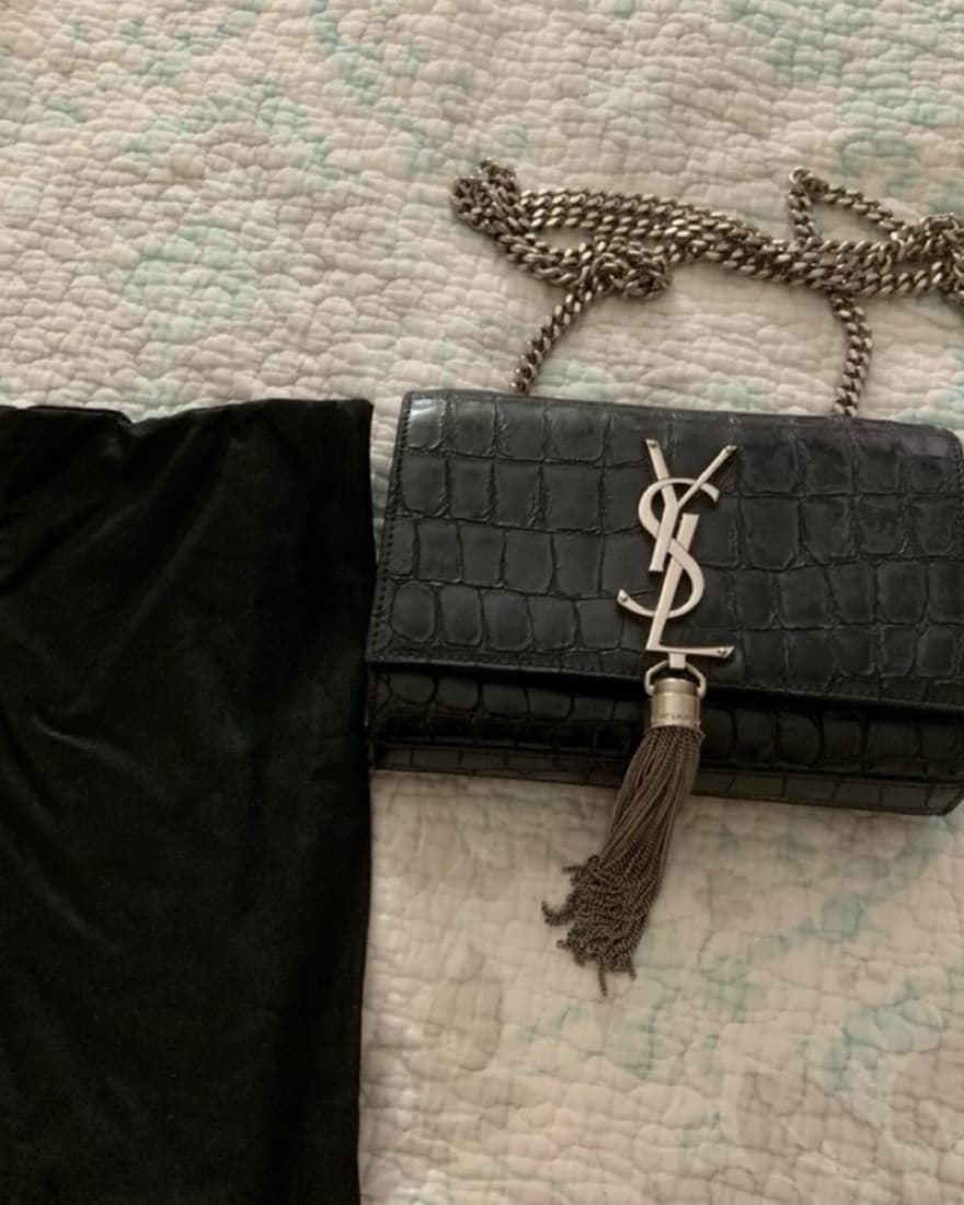 Saint Laurent Small Croc Kate Tassel Bag - Image 2