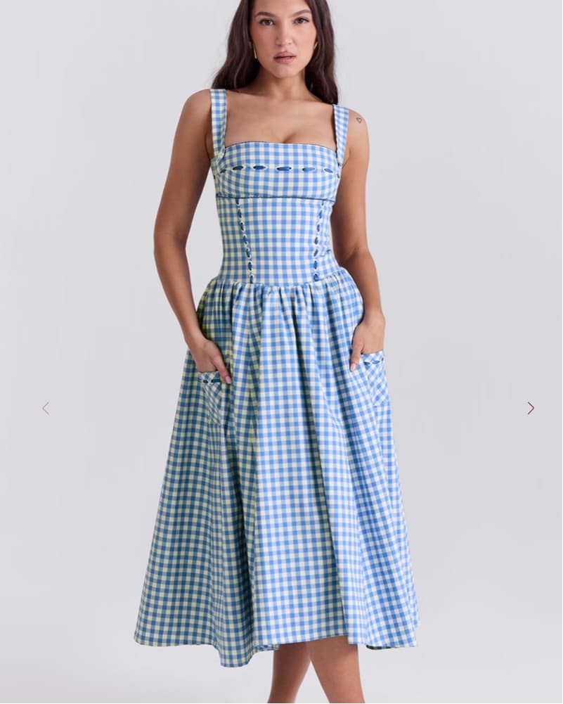 House Of CB - Regatta Blue Gingham Midi  - Image 1