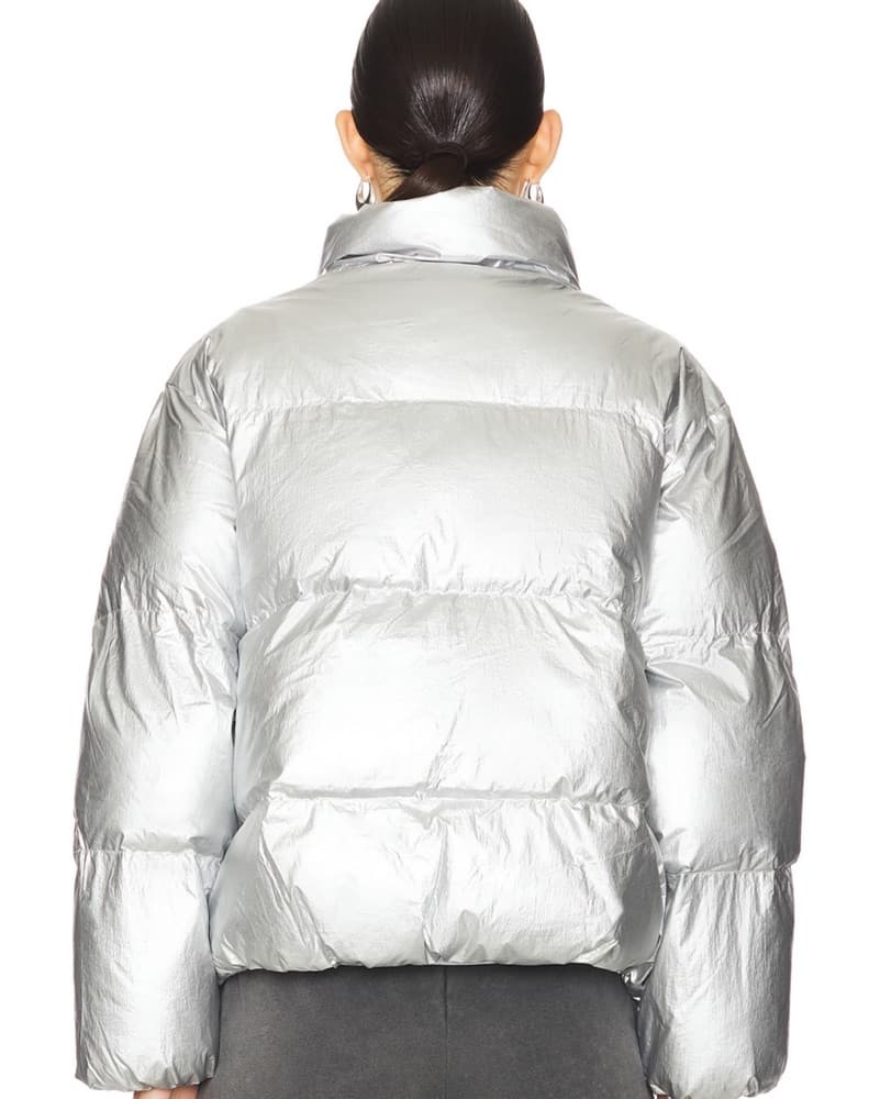 Metallic Silver Puffer Jacket - Image 3