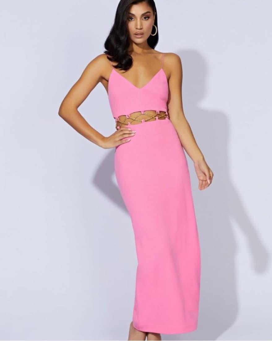 Meshki Jacqueline Chain Dress - Pink S - Image 3