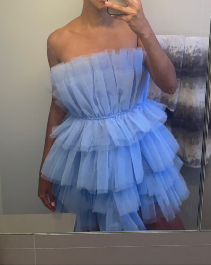 Blue, Tiered Ruffle Dress - Image 2