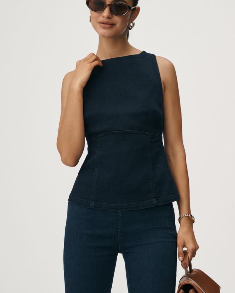 Pilcro Sleeveless Open Back Puplum Top - Image 2