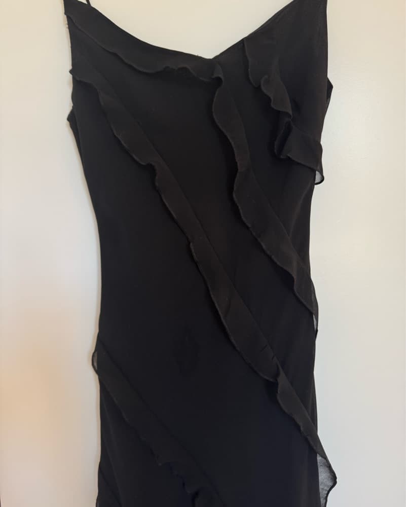 Black Chiffon Ruffle Maxi Dress - Image 4