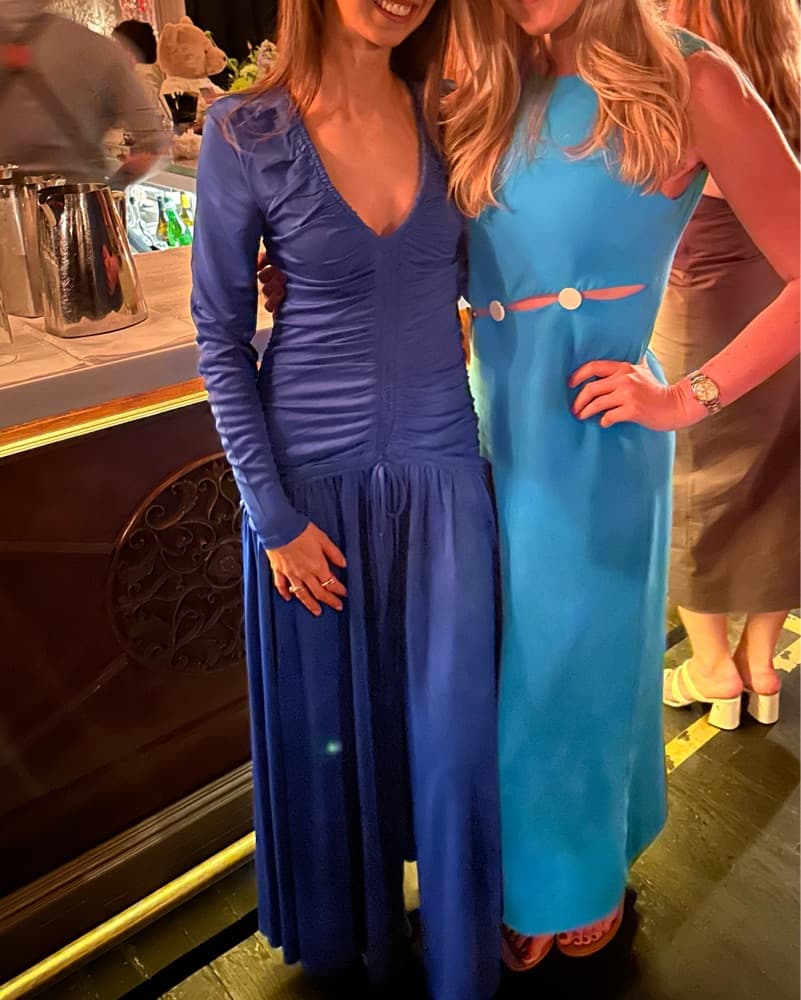 Farm Rio Blue Ruched Long Sleeve Dress - Image 2