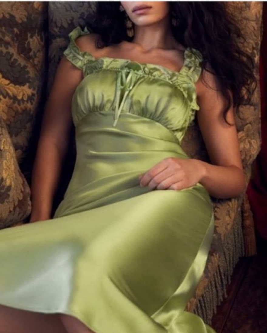 Reformation Erdem Silk Dress in Green - Image 3