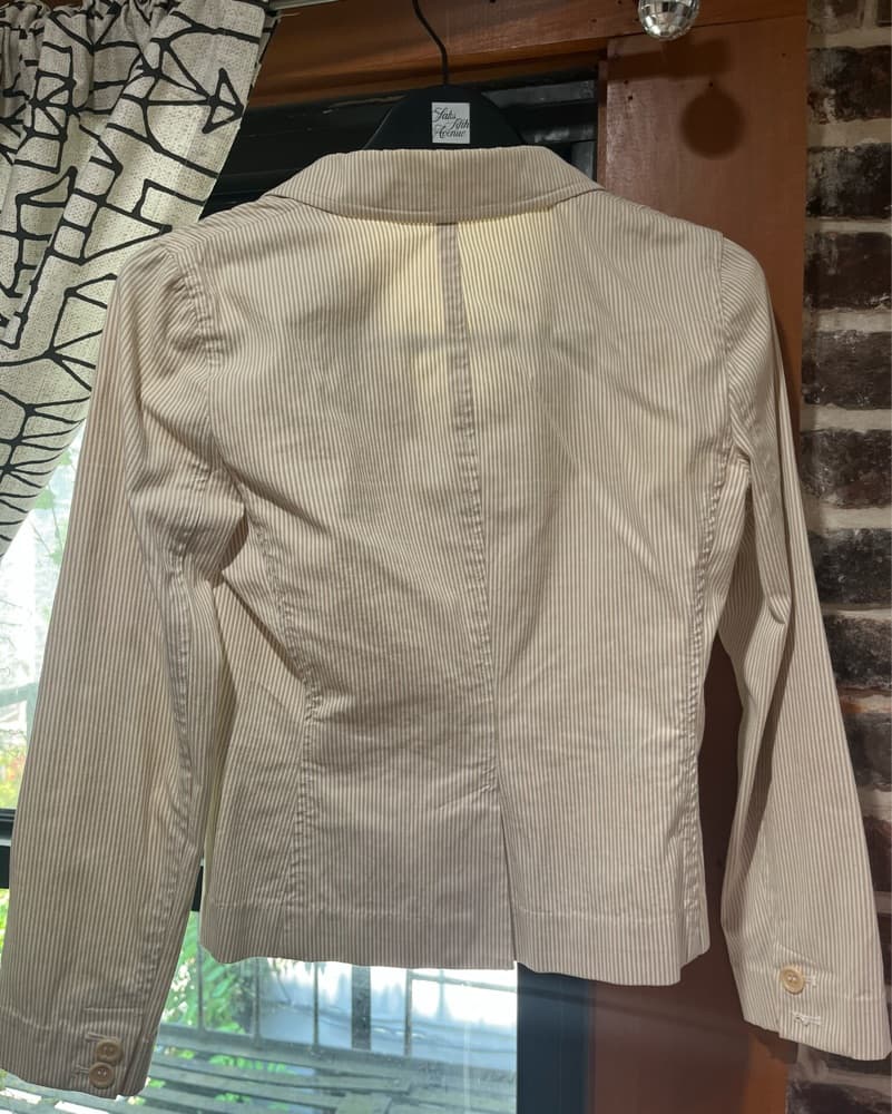 Beige Seersucker Blazer - Image 3
