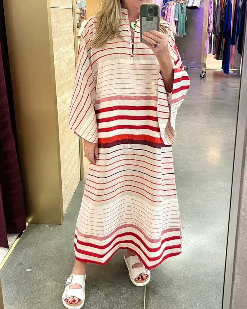 La Vie Style House Striped Caftan - OS - Image 1