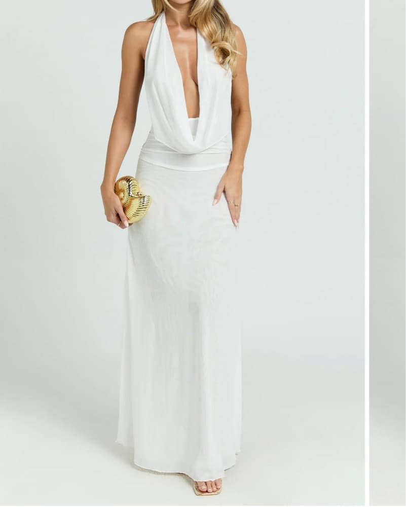 Showpo Bettina White Halter Maxi Dress - Image 1