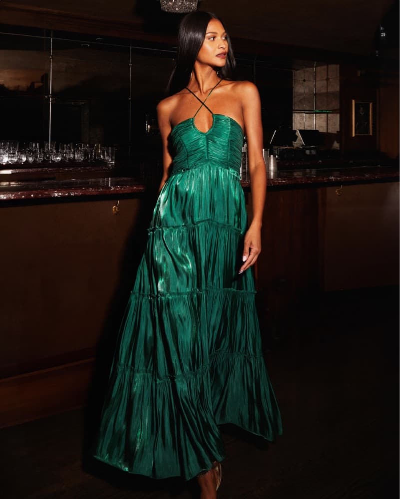 Emerald Green Tiered Maxi Dress - Image 4