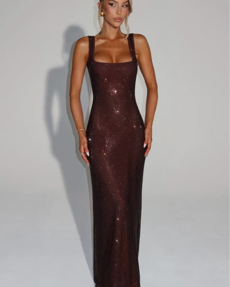 Petra Maxi Dress- Plum Brown - Image 3