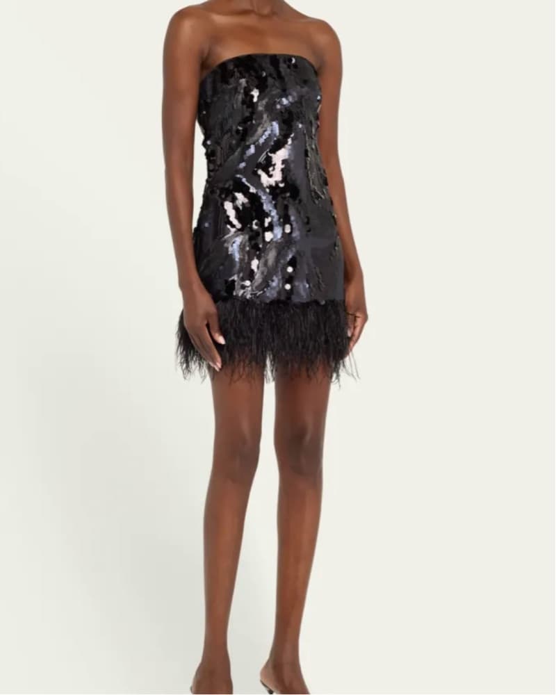 Sequin Stapless MiniDress Feather Fringe - Image 1
