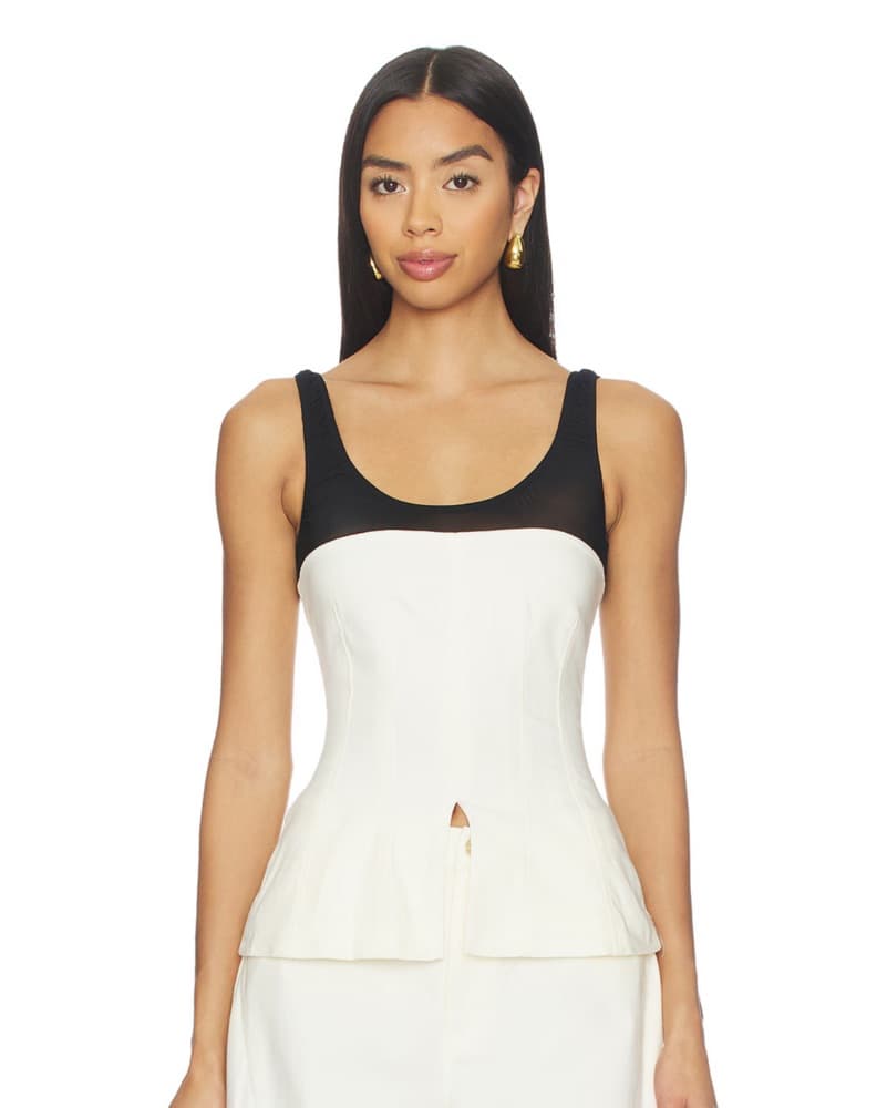 WeWoreWhat Peplum Black & White Top - Image 2