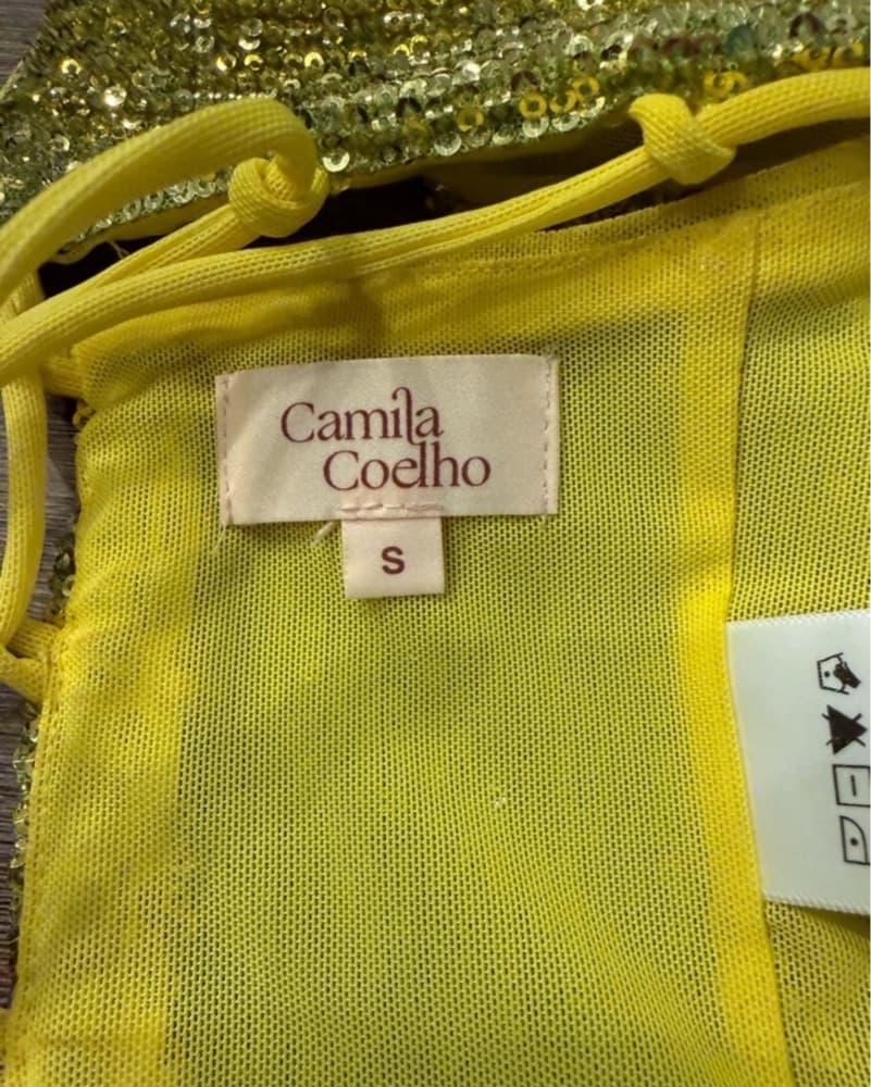 Camila Coelho Yellow Sequin Top - Image 2