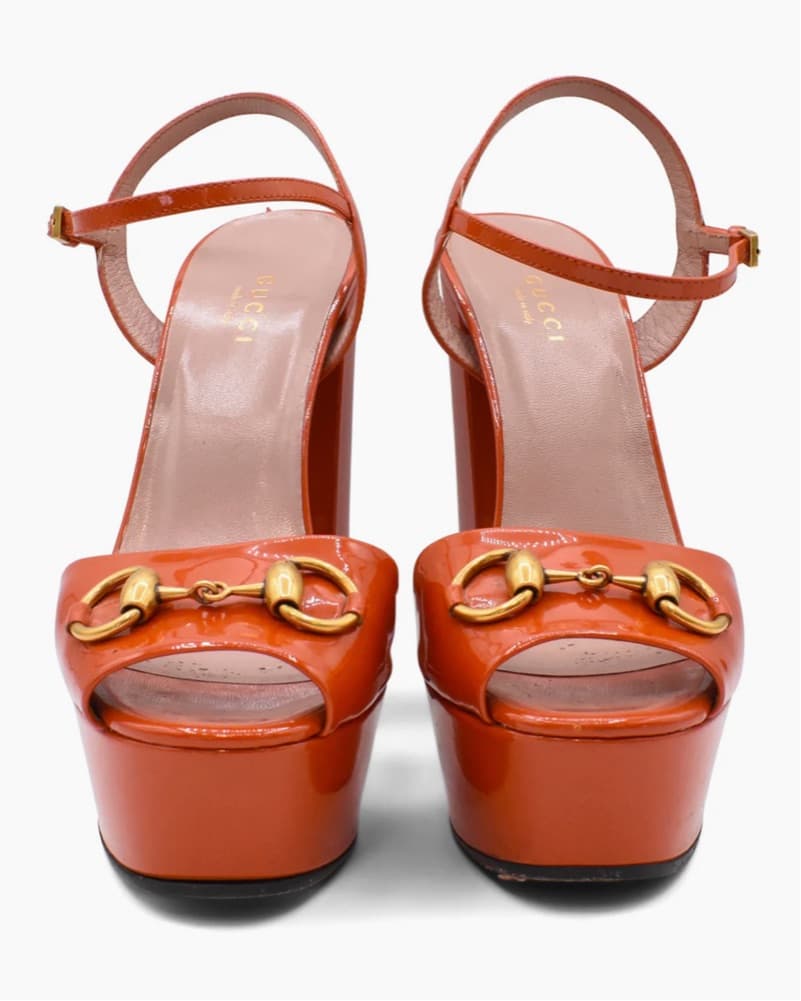 Gucci Orange Platform Heels 39 - Image 2