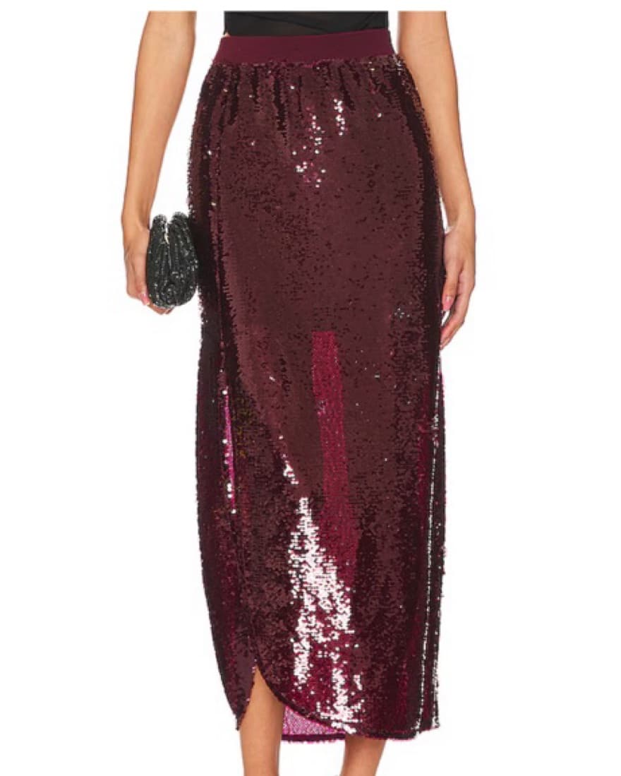 AllSaints Sequin Burgundy Skirt - Image 3