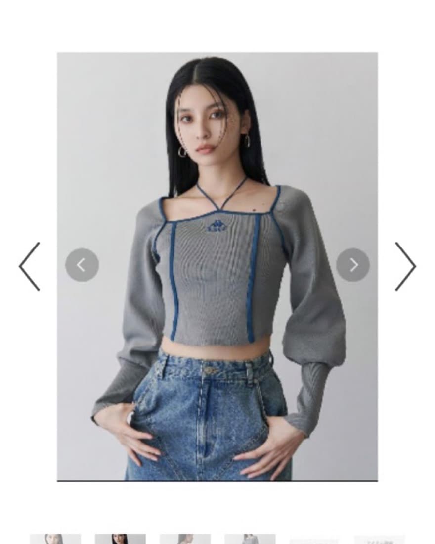 Kappa Trimming Ribbon Neck Knit Top - Image 2