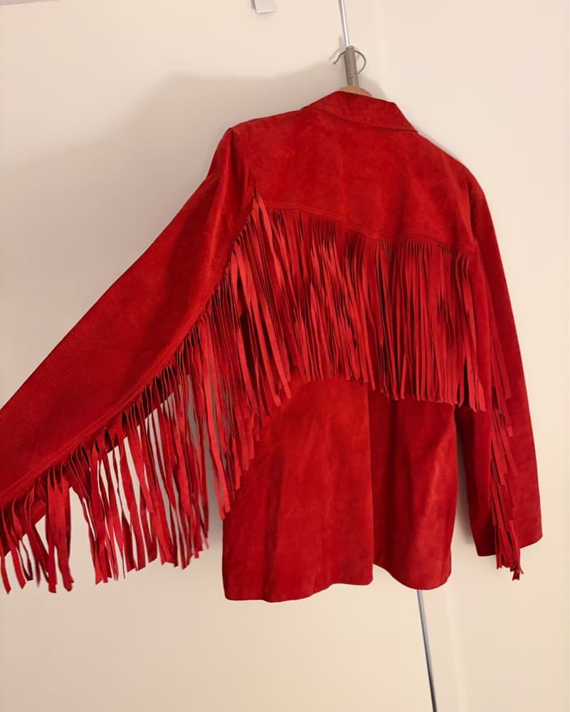 Red Suede Fringe Jacket - Image 1