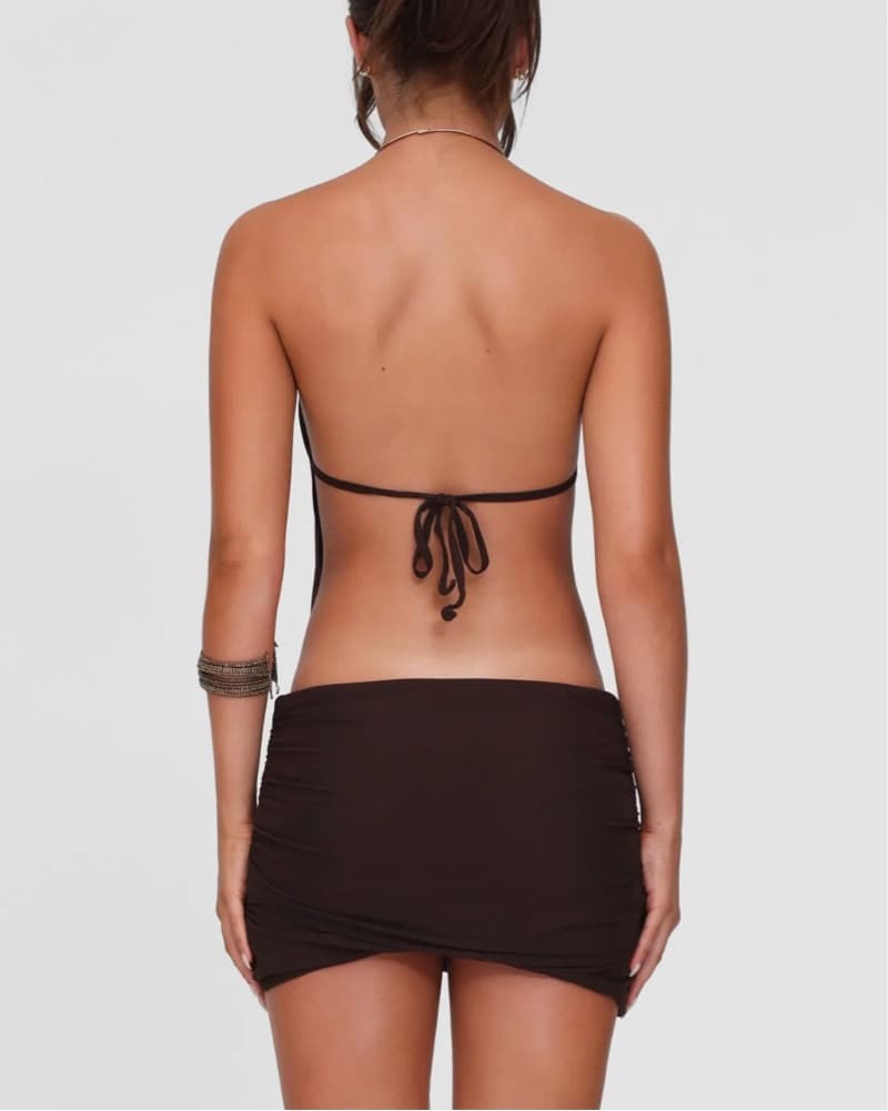 Sultry Halter Mini Dress With Gold - Image 6
