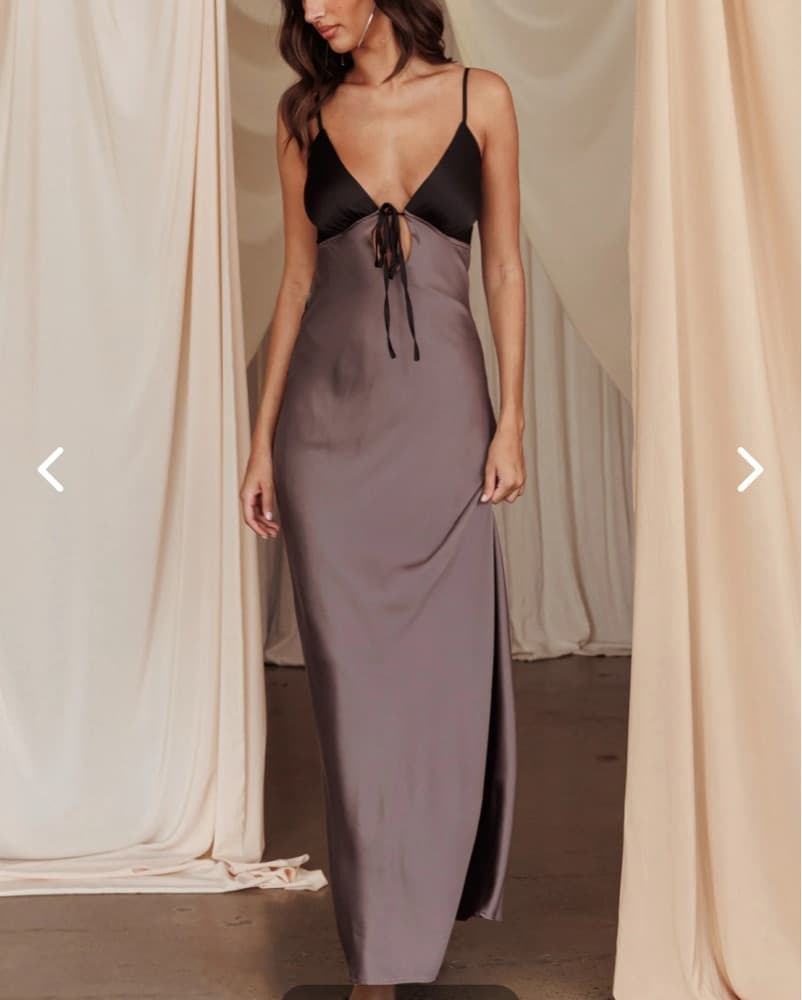 Flora Satin Steel Me Away Maxi Dress  - Image 1