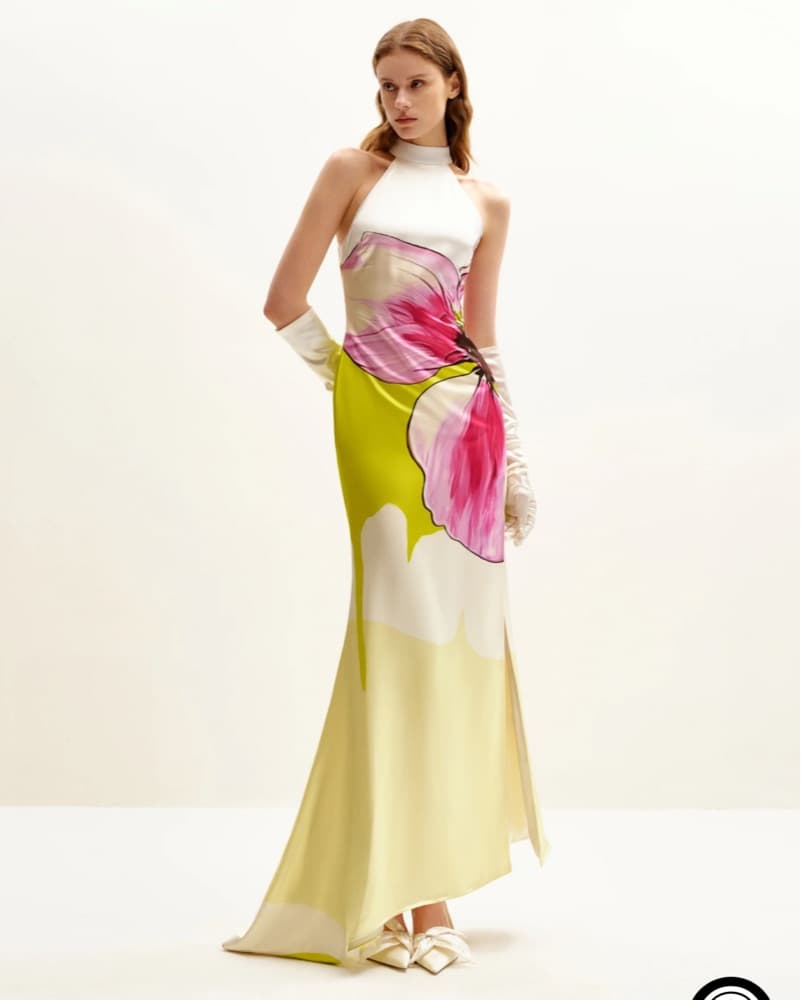 JW Pei Olivia Floral Halter Gown - Image 1
