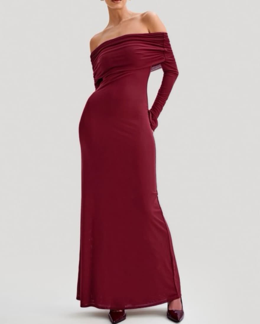 Josie Off Shoulder Mesh Maxi Dress  - Image 3