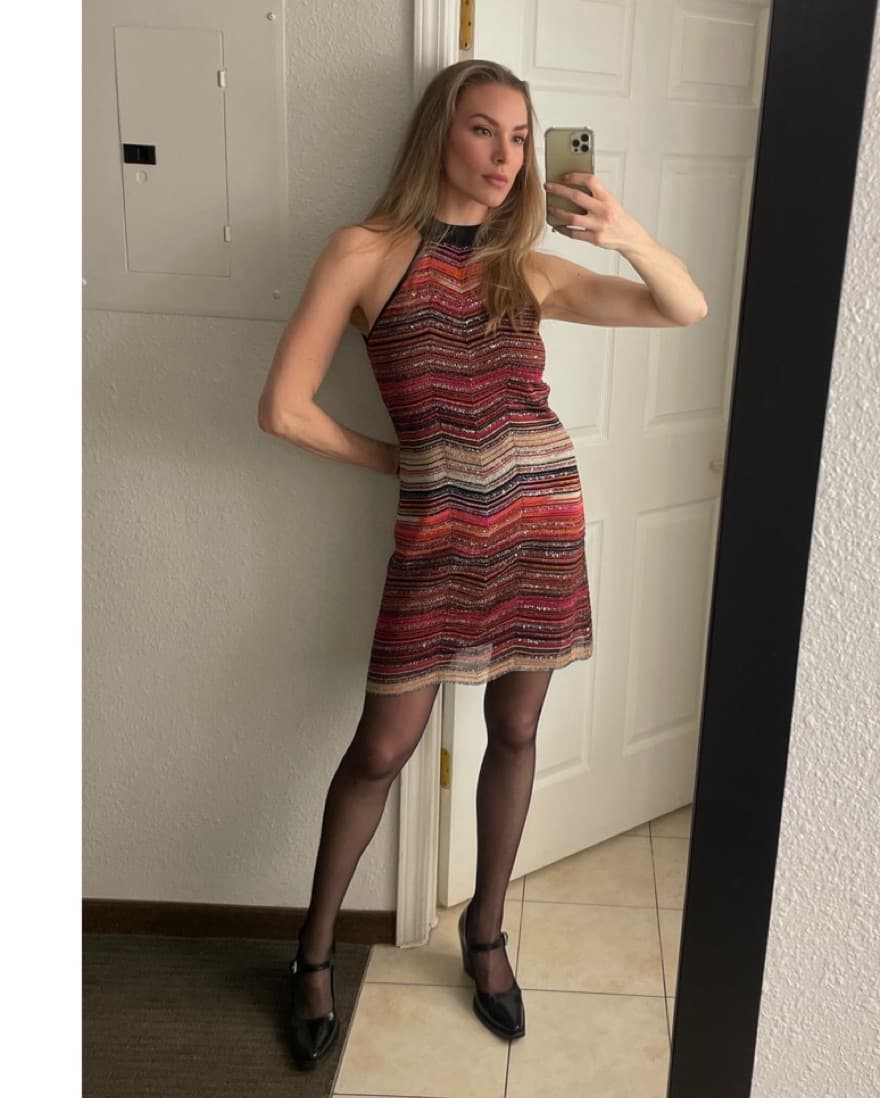 Shimmer Chevron Halter Minidress - Image 3