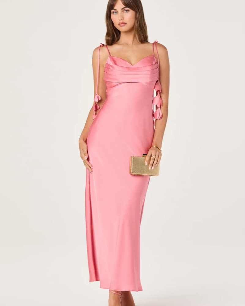 Pink Satin Maxi Dress - Image 5