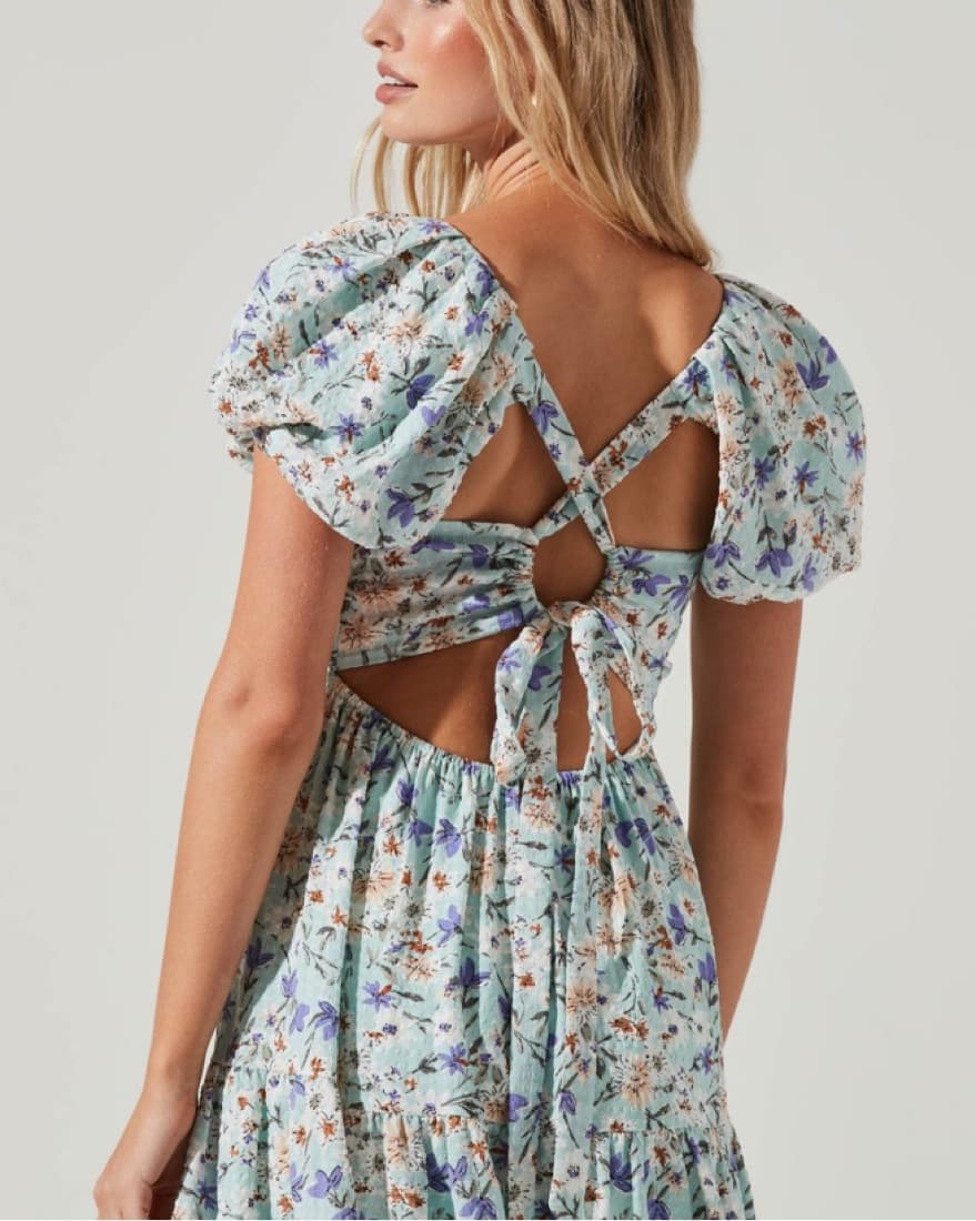 Astr Blue Green Floral Midi Dress - Image 4