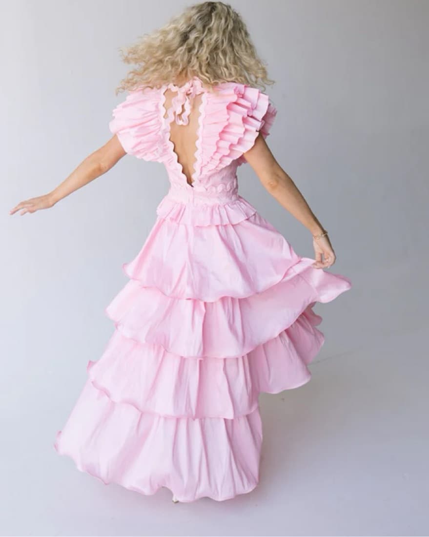 Dreamy Pink Ruffled Gown - Image 2